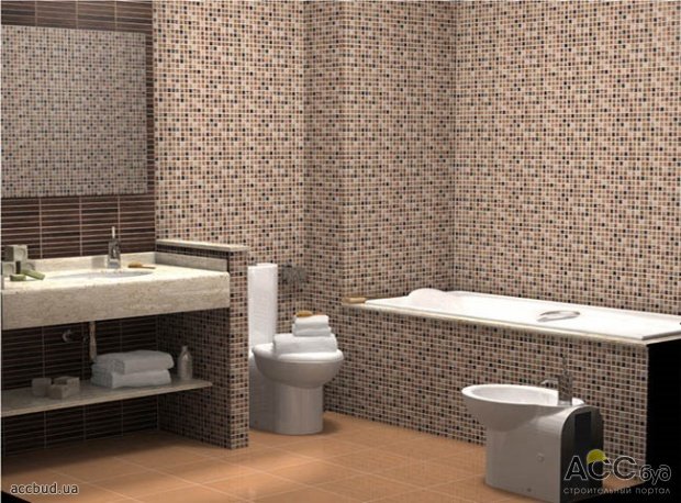 Мозаичная плитка у ваннной комнате