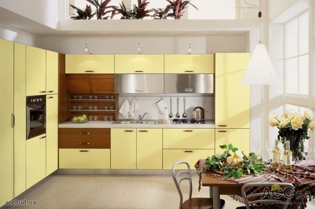 Жёлтый и коричневый на кухне
