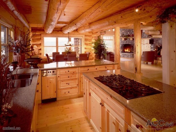 кухня в деревянном доме фото