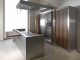 Необычная комбинация металла и дерева в кухонной отделке