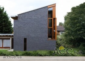 Дом Esher спроэктированый компанией Groves Natcheva Architects объединяет синюю кладка с красной древесиной